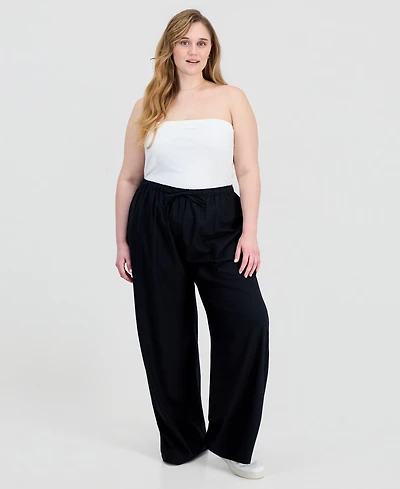 Full Circle Trends Trendy Plus Drawstring-Waist Wide-Leg Pants