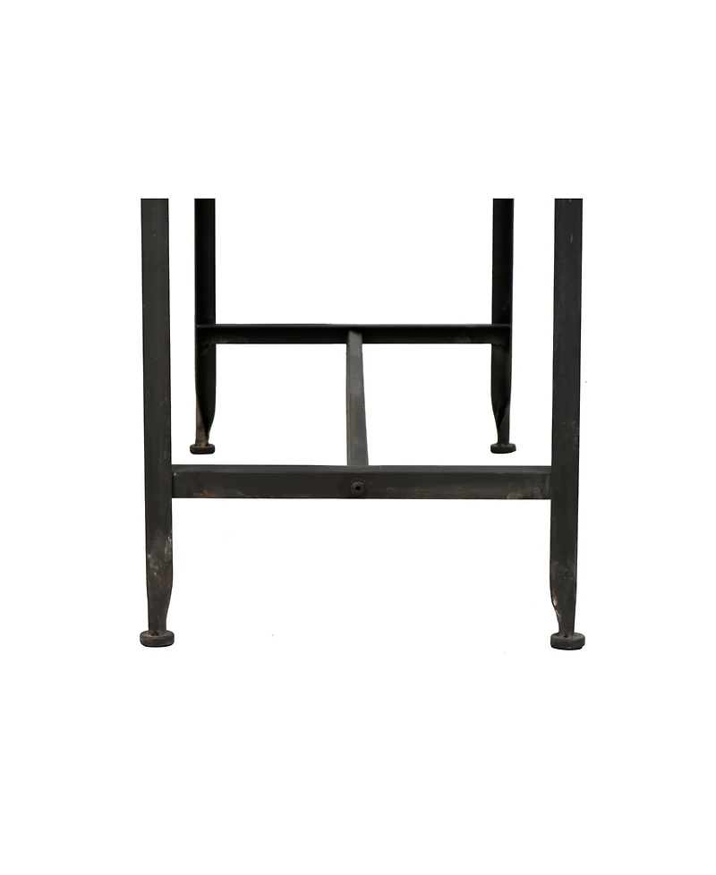 Storied Home Rustic Farmhouse 36" Metal Console Table with Solid Wood Top
