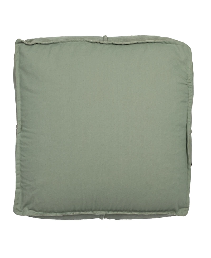 Storied Home Square 24" Cotton Pouf with Piped Detail