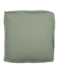 Storied Home Square 24" Cotton Pouf with Piped Detail