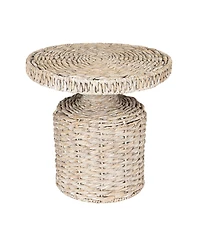 Storied Home 18" Water Hyacinth Hand-Woven Table