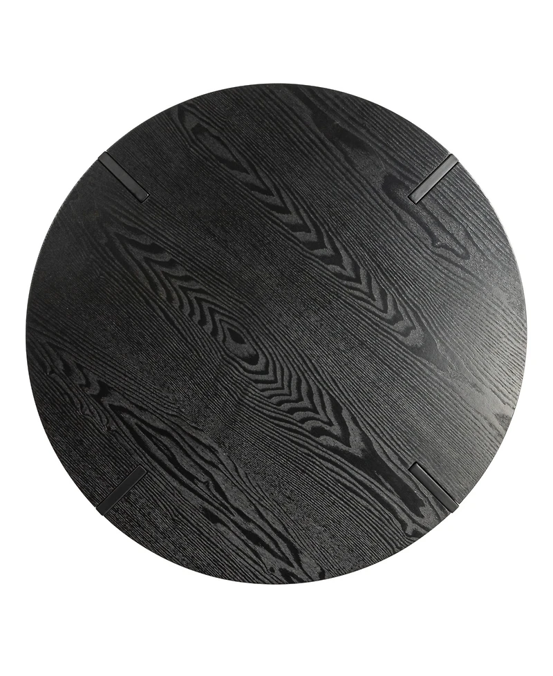 Storied Home Astoria 31" Wood Round Side Coffee Table with Metal Hairpin Legs