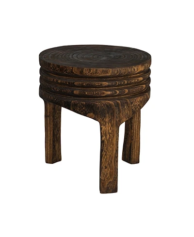 Storied Home 14" Paulownia Wood Carved Stool