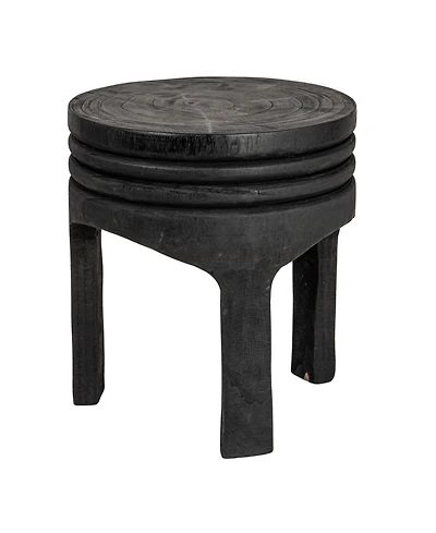 Storied Home 14" Paulownia Wood Carved Stool