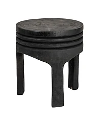 Storied Home 14" Paulownia Wood Carved Stool