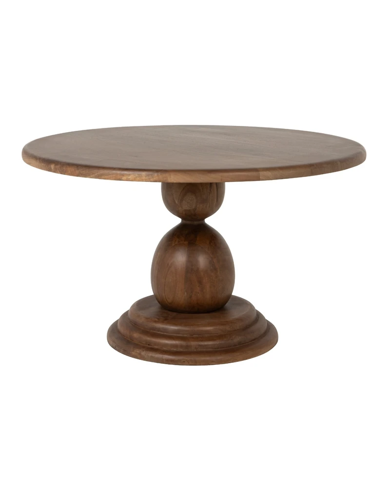 Storied Home 30" Mango Wood Round Bulbed Pedestal Coffee Table