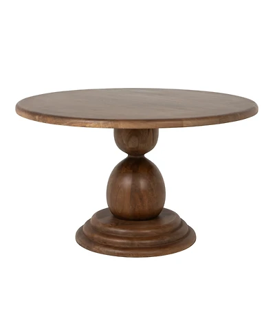Storied Home 30" Mango Wood Round Bulbed Pedestal Coffee Table