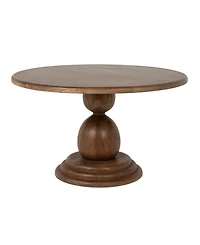 Storied Home 30" Mango Wood Round Bulbed Pedestal Coffee Table