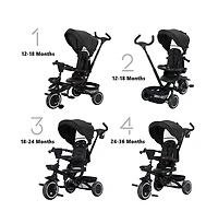 Kinder King 8-in-1 Folding Kids Tricycle Stroller with Adjustable Push Handle, Convertible Toddler