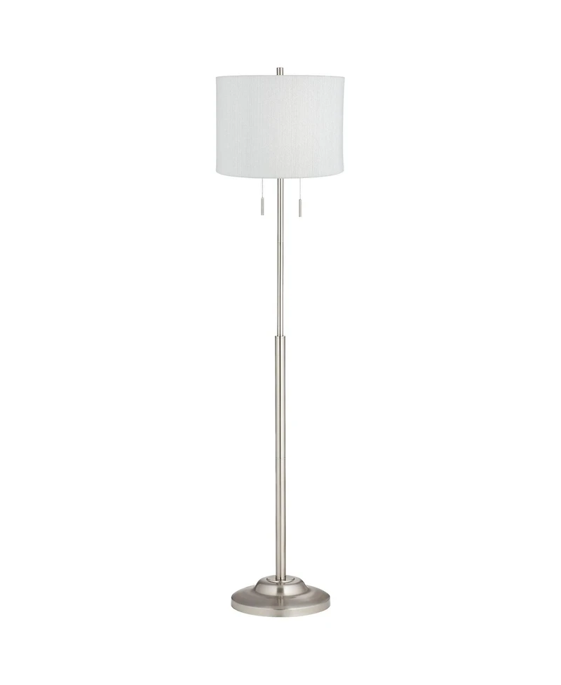360 Lighting Abba Modern Floor Lamp Standing 66 Tall Brushed Nickel Silver White Plastic Weave Drum Shade for Living Room Bedroom Office House Home