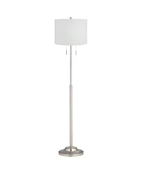 360 Lighting Abba Modern Floor Lamp Standing 66 Tall Brushed Nickel Silver White Plastic Weave Drum Shade for Living Room Bedroom Office House Home