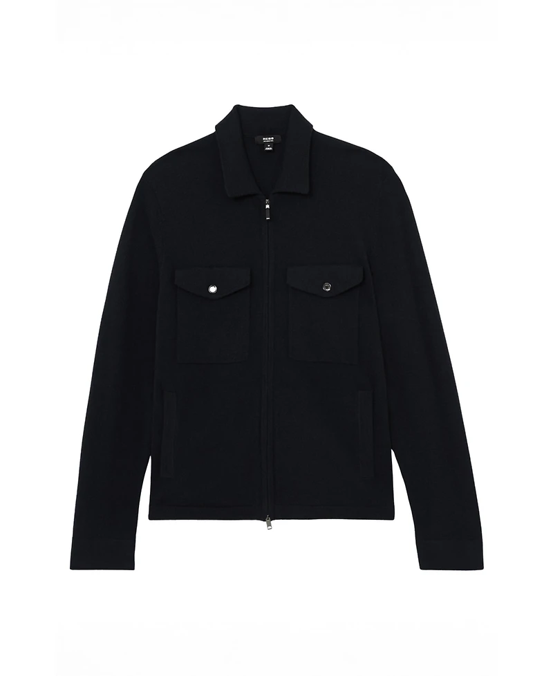 Reiss Men's Wool Knitted Zip-Through Overshirt