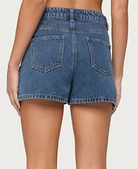 Edikted Women's Milena High Rise Denim Shorts