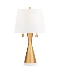 360 Lighting Sterling 27 3/4" Tall Modern Table Lamp Pull Chain Gold Finish Marble Single Shade Living Room Bedroom Bedside