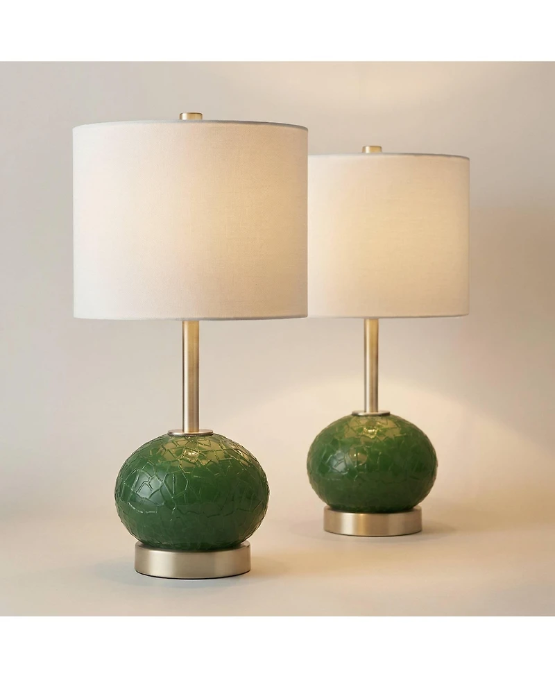 360 Lighting Maris 20" High Glass and Satin Brass Table Lamp Set with Dimmer