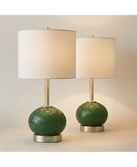 360 Lighting Maris 20" High Glass and Satin Brass Table Lamp Set with Dimmer