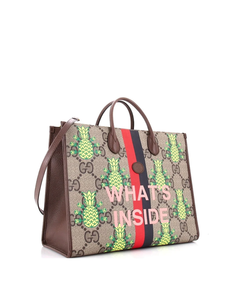 Pre-Owned Gucci Medium Interlocking G Patch Convertible Tote Printed Jumbo Gg Coated Canvas
