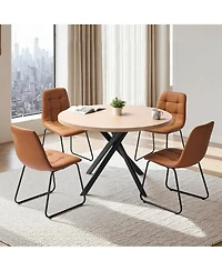 Gouun 5 Piece Round Dining Set with Upholstered Chairs for 4