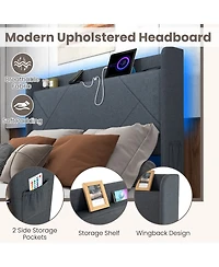 Gouun Bed Frame with Led Lights and Charging Station