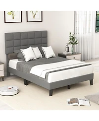 Gouun Modern Linen Bed Frame with Adjustable Headboard