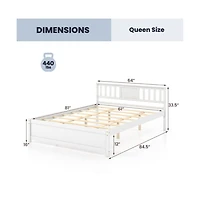 Gouun Wooden Platform Bed with Headboard and Wood Slat Support