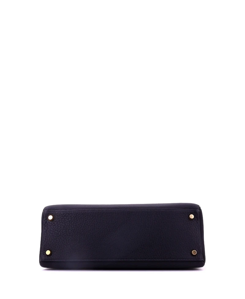 Pre-Owned HERMES Kelly Handbag Blue Togo with Gold Hardware