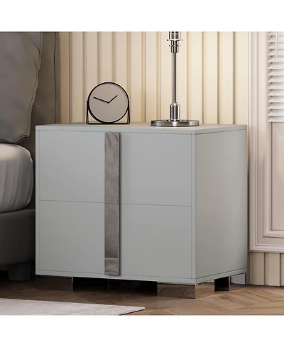 Flynama Elegant Modern Wooden Nightstand with Storage Space Finish Bedside Table for Bedroom Living Room