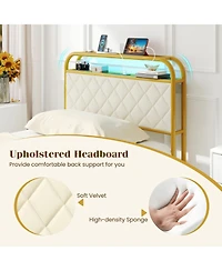 Gouun Twin Size Bed Frame with Led Lights and Charging Station