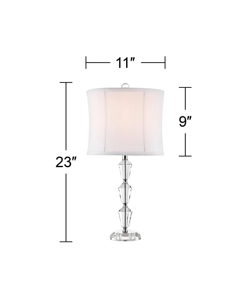 Vienna Full Spectrum Goddin Accent Table Lamp 23" High Faceted Crystal Column Geneva Drum Shade for Bedroom Living Room Bedside Nightstand Kids