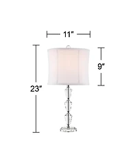Vienna Full Spectrum Goddin Accent Table Lamp 23" High Faceted Crystal Column Geneva Drum Shade for Bedroom Living Room Bedside Nightstand Kids