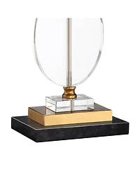 Vienna Full Spectrum Valerie Modern Table Lamp with Riser 28" Tall Clear Crystal Fabric Shade for Bedroom Living Room Bedside House Home