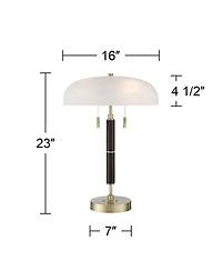 Possini Euro Design Wyndham 23" High Mid Century Modern Desk Lamp Dual Usb Ports Metal Glass Dome Shade Home Office Charging