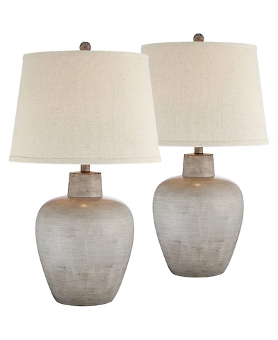 Regency Hill Glenn 27" Tall Urn Traditional Southwestern Table Lamps Set of 2 WiFi Smart Socket Terra Cotta Living Room