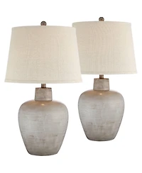 Regency Hill Glenn 27" Tall Urn Traditional Southwestern Table Lamps Set of 2 WiFi Smart Socket Terra Cotta Living Room