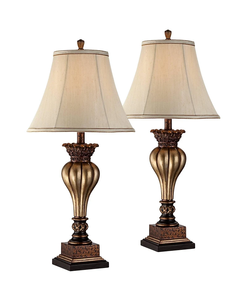 Regency Hill Senardo 30" Tall Floral Vase Large Traditional End Table Lamps Set of 2 Shade Living Room Bedroom