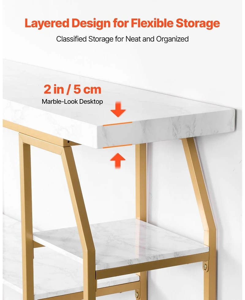 Gouun 3 Tier Console Table with Open Storage and Geometric Frame