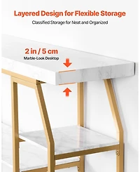 Gouun 3 Tier Console Table with Open Storage and Geometric Frame