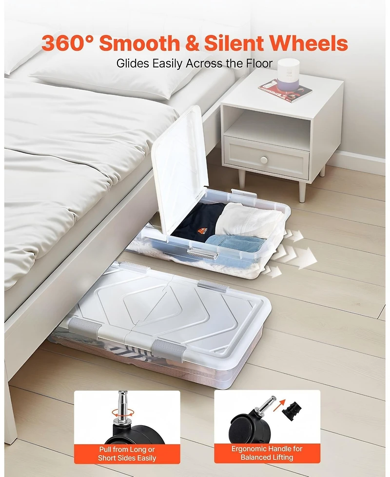 Gouun Rolling Under Bed Storage Bins with Lid 2 Pack