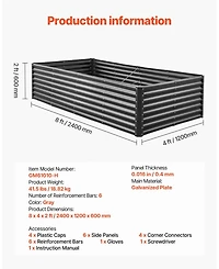 Gouun Metal Raised Garden Bed, Galvanized Planter Box with Open Bottom