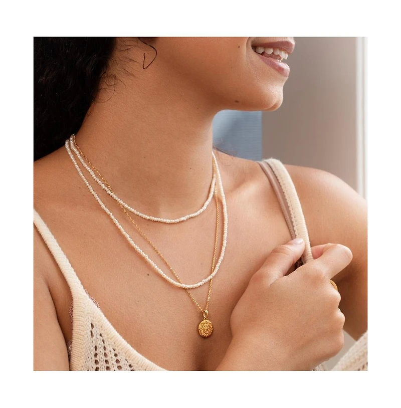 Mantra I Am Abundant Pearl Chain sterling silver