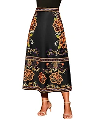Cupshe Women's Floral Border Print A-Line Midi Skirt