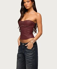 Edikted Women's Izara Studded Faux Leather Corset