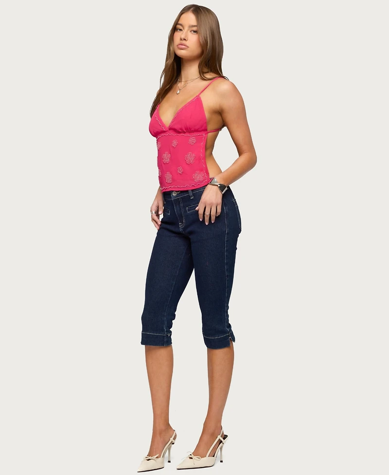 Edikted Women's Kazi Backless Floral Bead Top