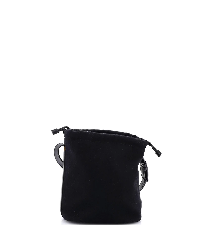 Pre-Owned Saint Laurent Rive Gauche Drawstring Bucket Bag Embroidered Wool