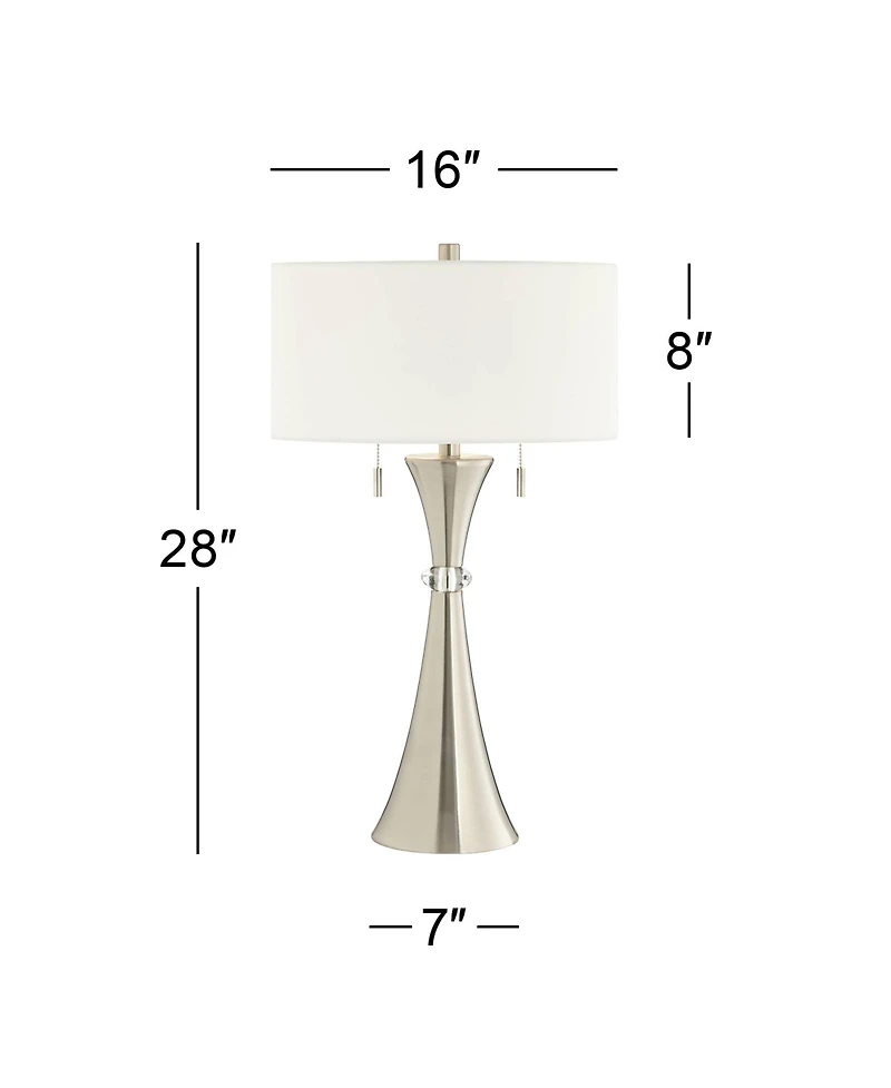 360 Lighting Rachel 28" Tall Concave Column Modern Table Lamps Set of 2 Pull Chain WiFi Smart Socket for Living Room
