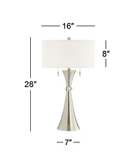 360 Lighting Rachel 28" Tall Concave Column Modern Table Lamps Set of 2 Pull Chain WiFi Smart Socket for Living Room