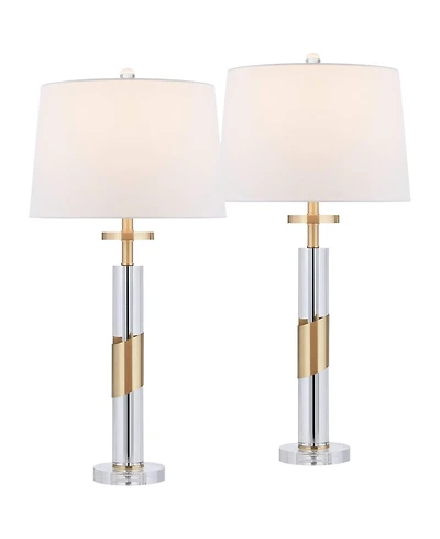 Vienna Full Spectrum Alfred " High Soft Brass and Crystal Column Table Lamp Set of 2