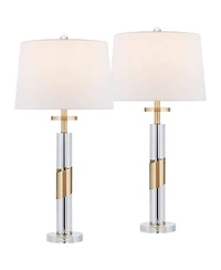 Vienna Full Spectrum Alfred " High Soft Brass and Crystal Column Table Lamp Set of 2