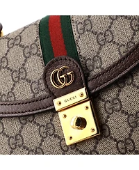 Pre-Owned Gucci Small Ophidia Flap Top Handle Bag Gg Coated Canvas