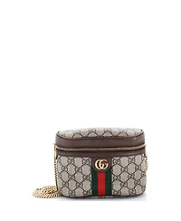 Pre-Owned Gucci Small Ophidia Chain Belt Bag Gg Coated Canvas